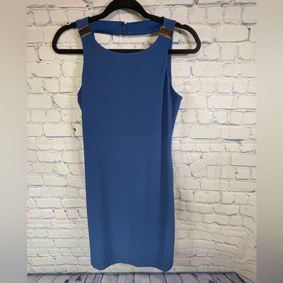 White House Black Market Classic Dark Blue Quartz Metal Accent Mini Dress XSP - Picture 1 of 9